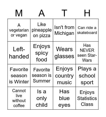 Diversity Bingo Card