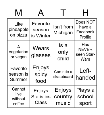 Diversity Bingo Card