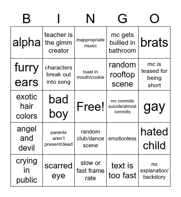 GLMM bingo card Bingo Card