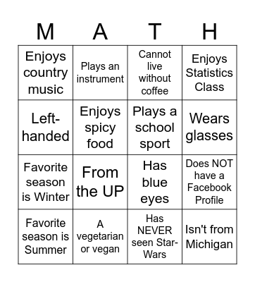 Diversity Bingo Card