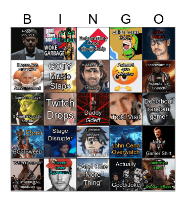 Game Awards Bingo (2023) Bingo Card