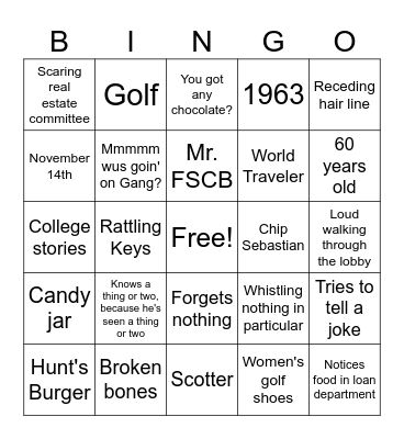 Matt Sebastian Birthday Bingo Card