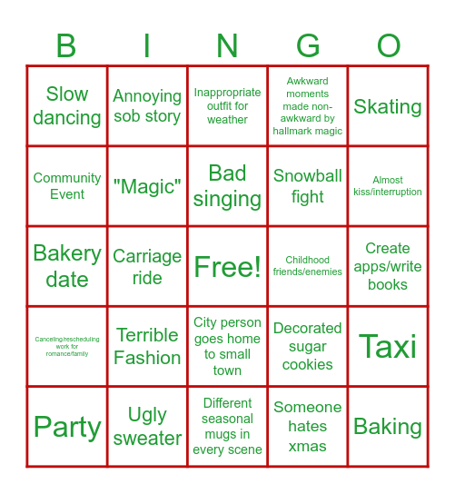 Hallmark Bingo Card