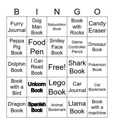 Bookfair Bingo Card