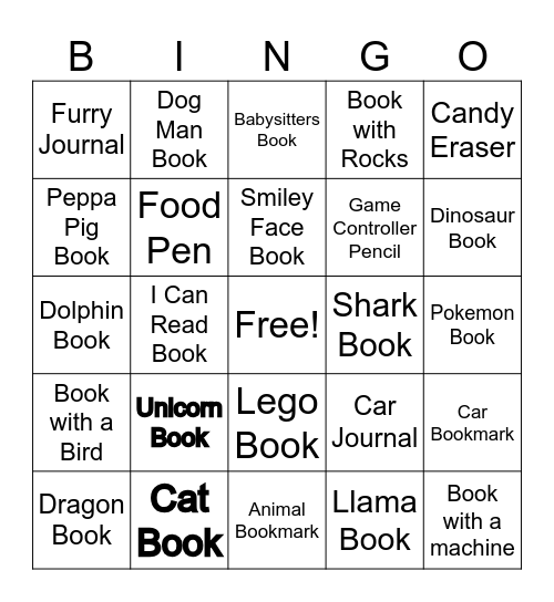 Bookfair Bingo Card