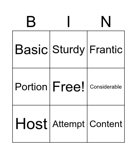 Thanksgiving Bingo Card