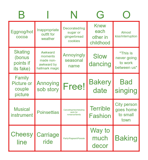 Hallmark BINGO Card