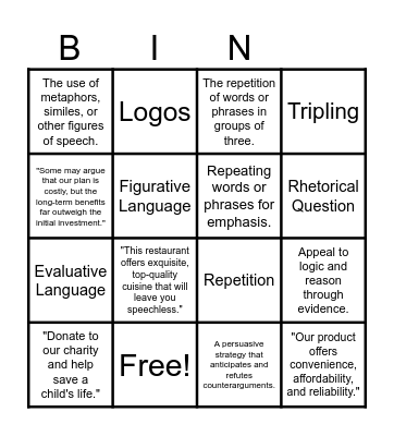 Persuasive devices Bingo Card
