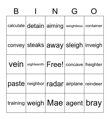 A sounds Bingo Card