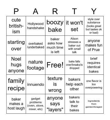 Party Week 2023 Bingo Card