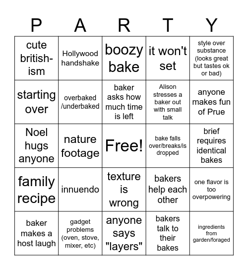 Party Week 2023 Bingo Card