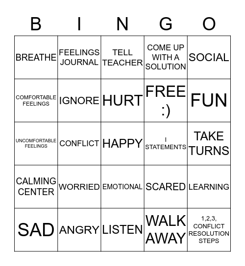 SELF  Bingo Card