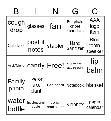 What's on your Desk Bingo Card