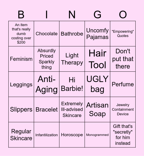 What Women Want Bingo Card