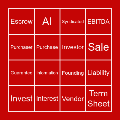 Private Equity Masterclass Bingo Card
