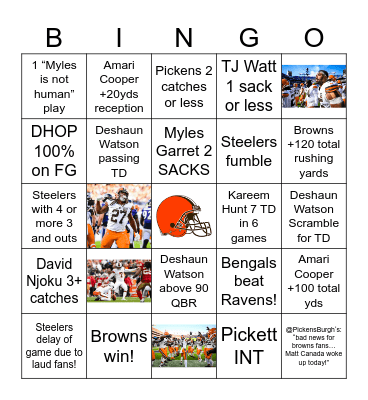 Week 11 BROWNS BINGO Card