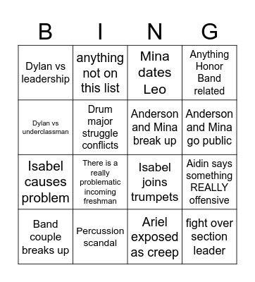 2nd Semester Drama Bingo Card