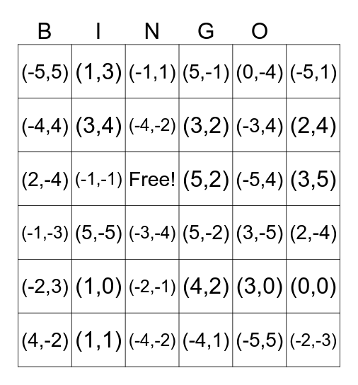 Rigid Transformation Rules Bingo Card