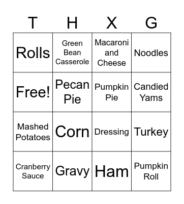 Thanksgiving Bingo Card