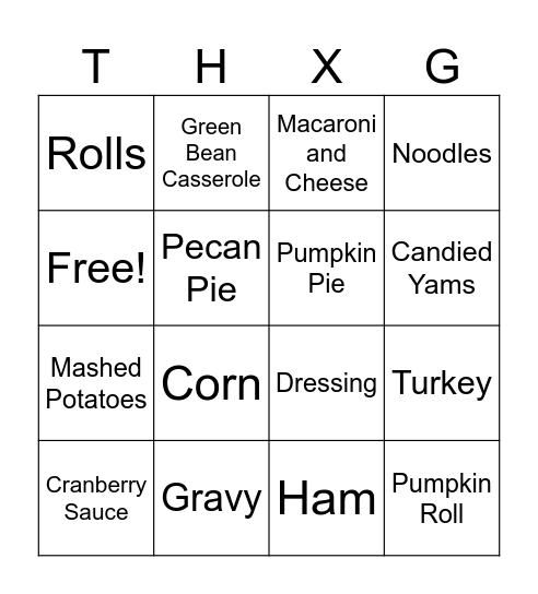 Thanksgiving Bingo Card