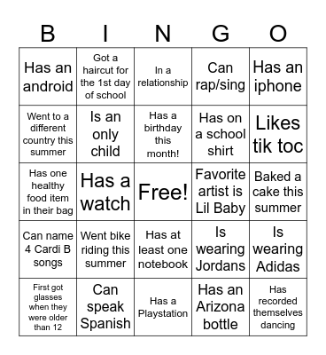 Ice-Ice Breaker! Bingo Card