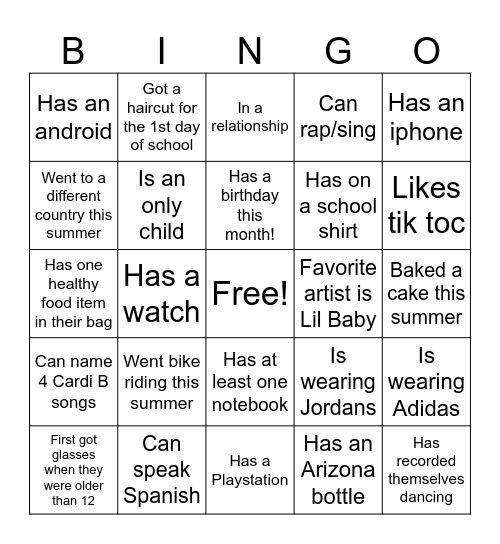 Ice-Ice Breaker! Bingo Card