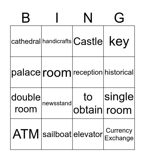 viaje vocab Bingo Card