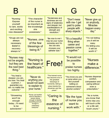 Nurses Week BINGO Card