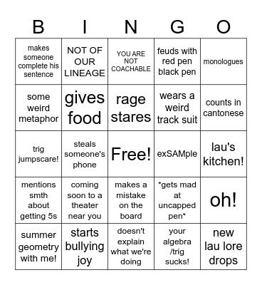 Lau Bingo Card