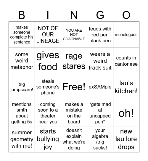 Lau Bingo Card