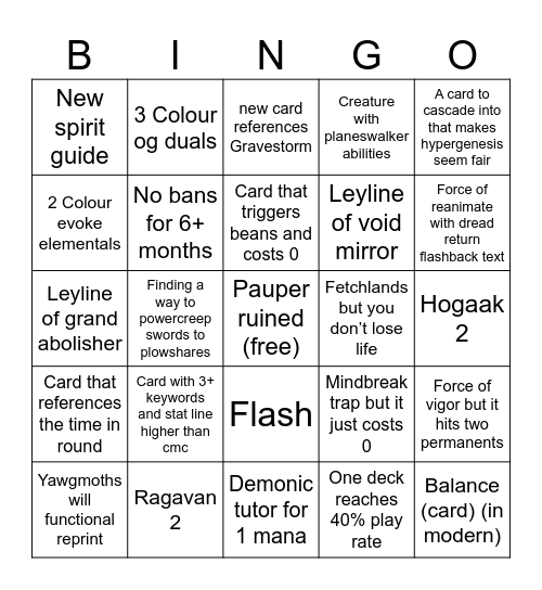 Modern Horizons 3 Bingo Card