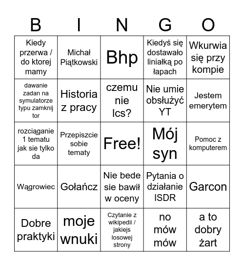 Szumski Bingo Card