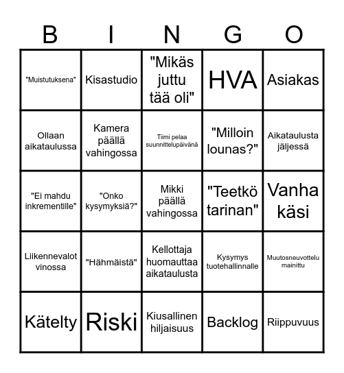 SAFe-inkrementtibingo Card