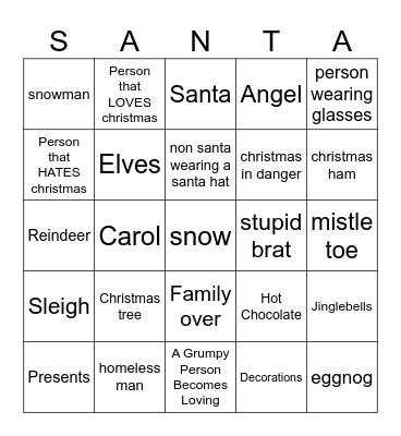 christmas movie bingo Card