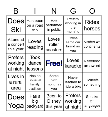 QAG PARTY Bingo Card