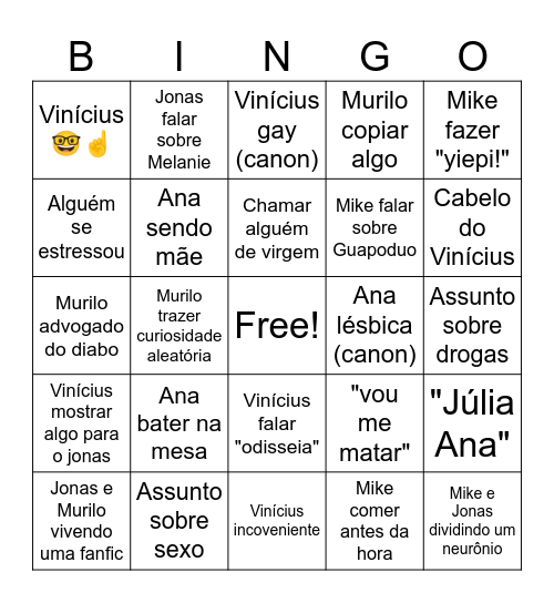 Bebezinho Bingo Card