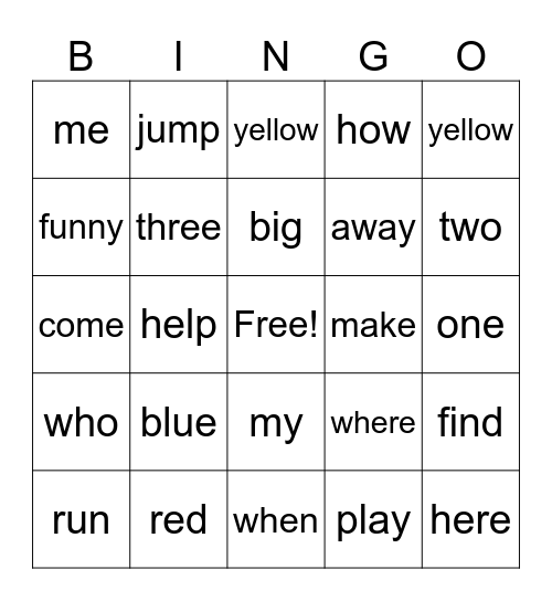 Sight word list 2 Bingo Card