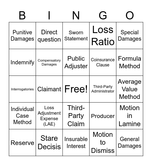 AIC 305 Bingo Card