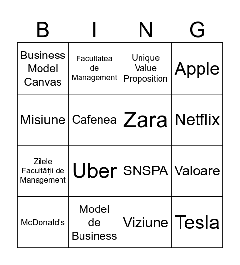 Zilele Facultății - Management Strategic Bingo Card