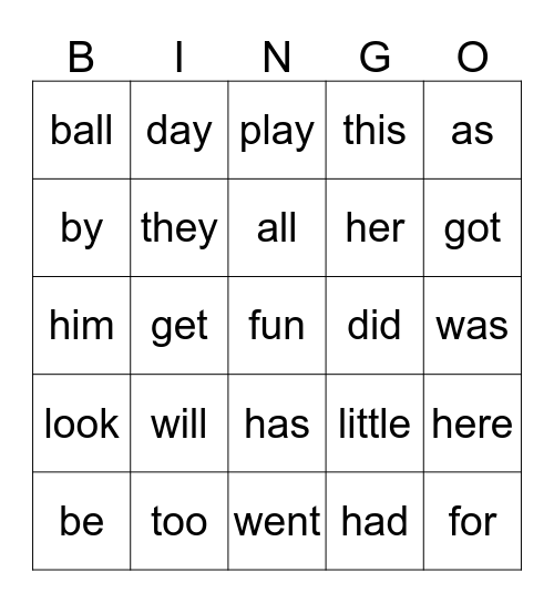 sight Words 4th marking Period Bingo Card