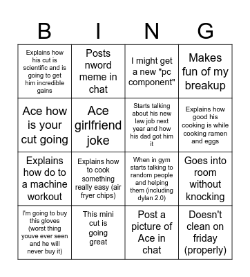 Dylan The Man Bingo Card