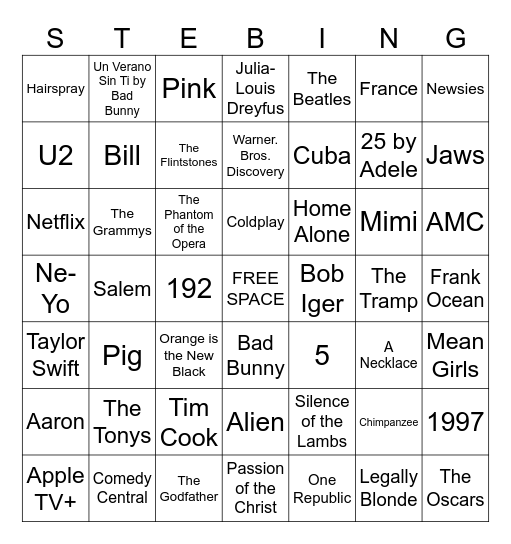 STEBINGO! Bingo Card