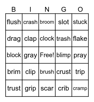 Adding Initial Phonemes Bingo Card
