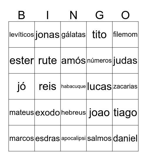 livros da biblia Bingo Card