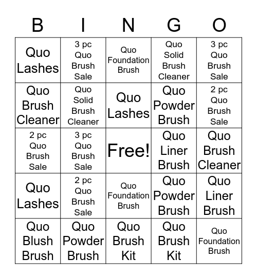 Name:                                                Bingo Card