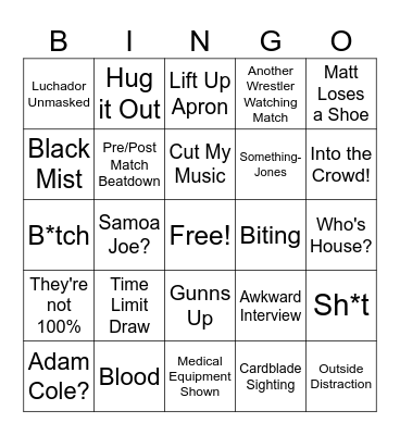 AEW Full Gear Bingo Card