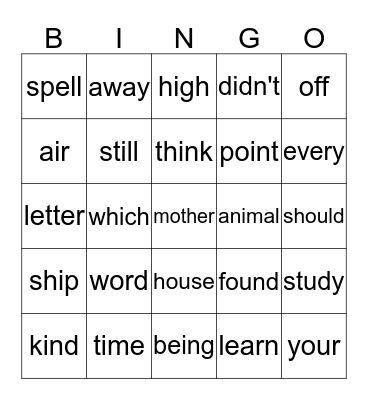 1st Grade 3rd Quarter Sight Words (Part 1) Bingo Card