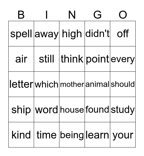 1st Grade 3rd Quarter Sight Words (Part 1) Bingo Card