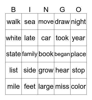 1st Grade 3rd Quarter Sight Words (Part 2) Bingo Card