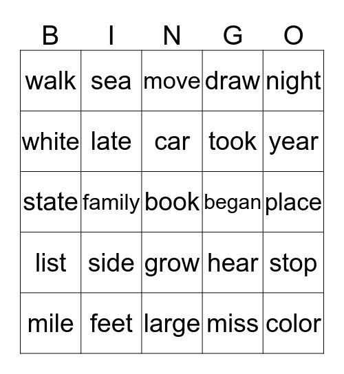 1st Grade 3rd Quarter Sight Words (Part 2) Bingo Card